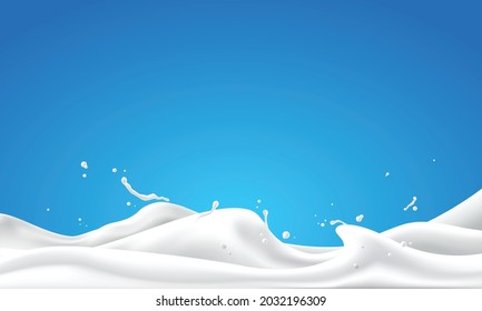 Abstract ripple milk on blue background, vector illustration and design.