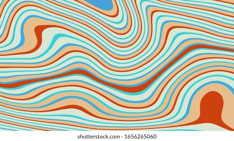 Abstraktes, rippeliertes oder bunter Linienmuster mit einer kräftigen, dynamischen Struktur. Flüssigkeitswirkung. Stil der 90er. Cool bunter Farbpalette. Vektorillustration. EPS10. 