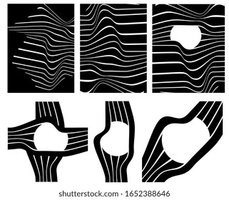 Abstract rippled lines pattern with wavy vibrant facture on background. Square format. Vector illustration EPS 10. Editable vector element for creating and graphic design. Social media template. Text.