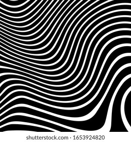 Abstract rippled lines pattern with wavy vibrant facture on background. Square format. Vector illustration EPS 10. Editable vector element for creating and graphic design. Social media template. 