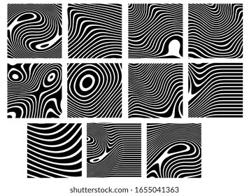 Abstract rippled lines pattern with wavy vibrant facture on background. Square format. Vector illustration EPS 10. Editable vector element for creating and graphic design. Social media template. 
