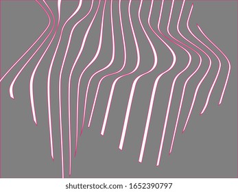 Abstract rippled or white lines pattern with wavy vibrant facture on gray background and texture. Vector illustration. EPS 10. 