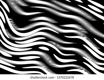 Abstract ripples on water. Modern black and white vector background.