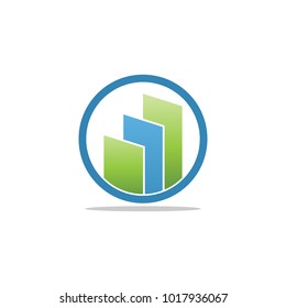 Abstract rising bar on a circle business consulting graphic template