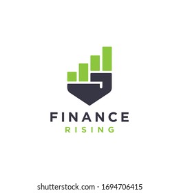 Abstract rising hand finance chart power growth logo icon vector template on white background