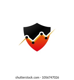 Abstract rising statistic shield logo design element