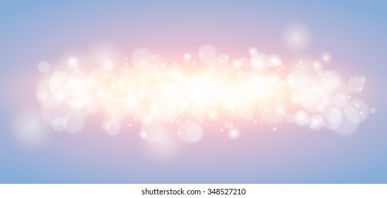 Abstract rising xmas light horizontal background. Sunrise christmas special effect with sparks, flare and bokeh. Evokes a feeling of tenderness, peace, hope.