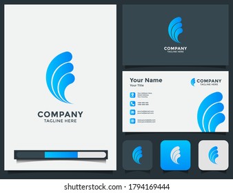 abstract river logo, aqua logo, icon app, business card design