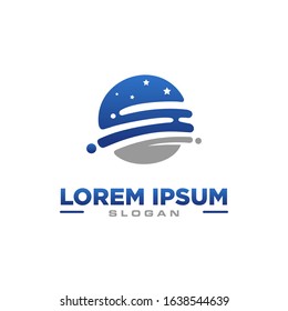 Abstract River shape logo design template vector