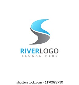 abstract river stream flowing shape vector logo design template