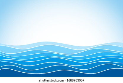 Abstract River Wave Water With Blue Sky Landscape Graphic Vector Background Illustration