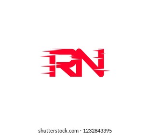 Abstract RN Letter Fast Speed Sharp Style Red Color Logotype