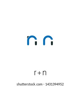 
abstract RN logo icon, simple logo, blue and dark gray
