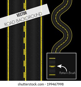 abstract road background with strip + road brush, Vector graphic