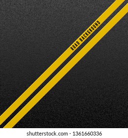 Abstract road background. Structure of granular asphalt. Asphalt texture with two yellow line road marking. Vector illustration 