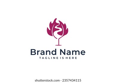 abstract road leaf glass vector logo
