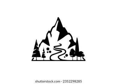 abstract road to mountain vector