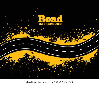 abstract road pathway with yellow splatter