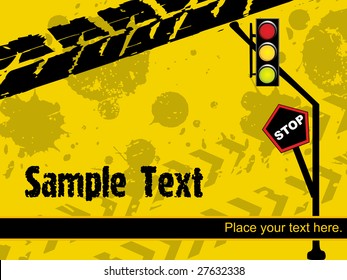 abstract road sign with traffic light, vector illustration