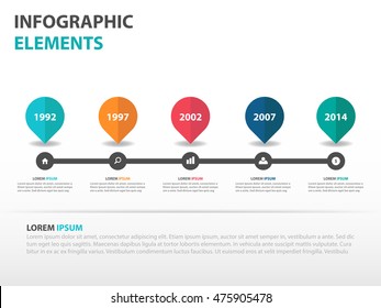 Abstract Roadmap Business Timeline Infographics Elements, Presentation Template Flat Design Vector Illustration For Web Design Marketing Advertising