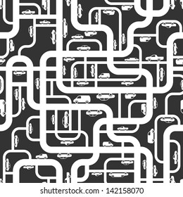 Abstract roads seamless pattern. Vector illustration.
