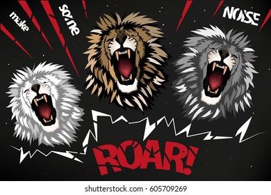 Abstract roaring  lion , beautiful lion , king . African lion . African animal .African predator