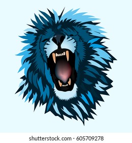 Abstract roaring  lion , beautiful lion , king . African lion . African animal .African predator