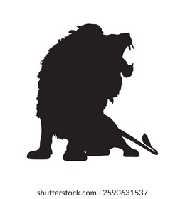 Abstract Roaring Lion Silhouette with a Modern Touch - Lion Vector - Lion Icon
