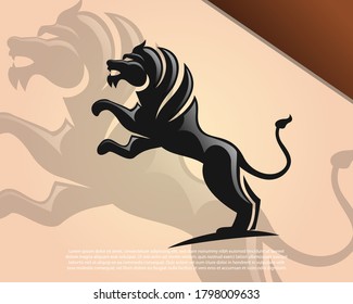 abstract Roaring stand lion logo icon symbol design illustration