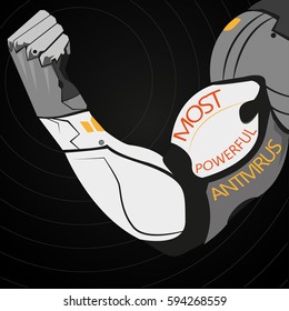 Abstract robot arm.Black background