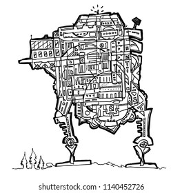 Abstract robot coloring page