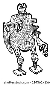 Abstract robot coloring page