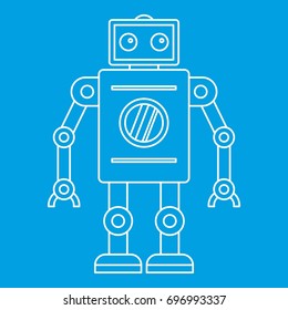 Abstract robot icon blue outline style isolated vector illustration. Thin line sign