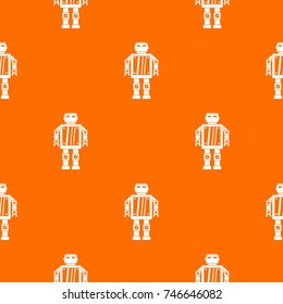 Abstract robot pattern repeat seamless in orange color for any design. Vector geometric illustration
