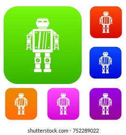 Abstract robot set icon color in flat style isolated on white. Collection sings vector illustration