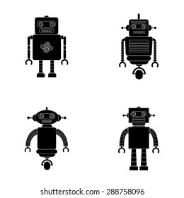 abstract robot silhouettes on a white background