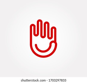 Abstract robotic creative hand symbol concept from waves signal. Digital technology, cybersecurity business symbol. Electronic, automation, ai cyborg icon. Vector gesture stop.
