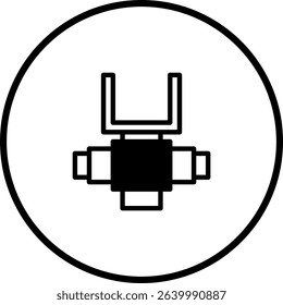 Abstract robotic icon within a circle showcases futuristic technology design and innovation