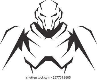 Abstract Robotic Silhouette Icon with Simple Geometric Shapes