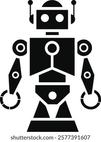 Abstract Robotic Silhouette Icon with Simple Geometric Shapes
