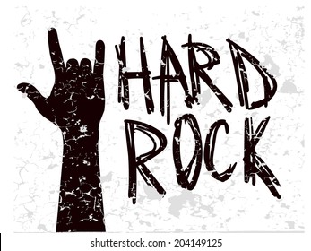 Abstract rock hand on grunge background. Vector illustration.