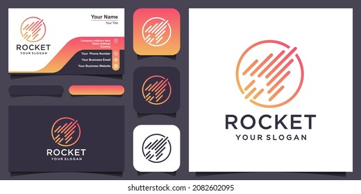 abstract rocket combine with planet logo and business card design vector.