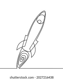 Abstract rocket as continuous line drawing on white background. Vector