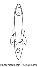 Abstract rocket as continuous line drawing on white background. Vector