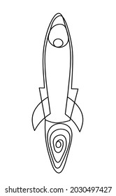 Abstract rocket as continuous line drawing on white background. Vector