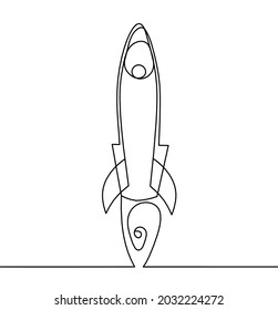 Abstract rocket as continuous line drawing on white background. Vector
