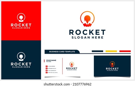 abstract rocket logo design concept with business card template
