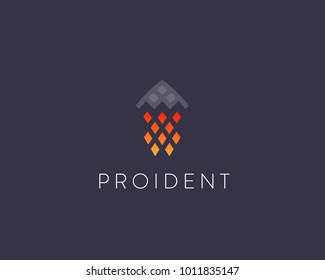 Abstract rocket logo design. Start arrow vector logotype. 