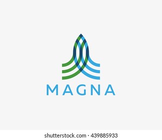 Abstract rocket logo design template. Start arrow building logotype. Outline construction vector logo. 