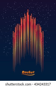 Abstract the rocket on background space. starry sky. Blast-off into space. Vector illustration.